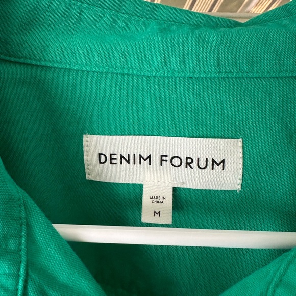 Aritzia Denim Forum Kelly green cropped button down - Picture 2 of 6